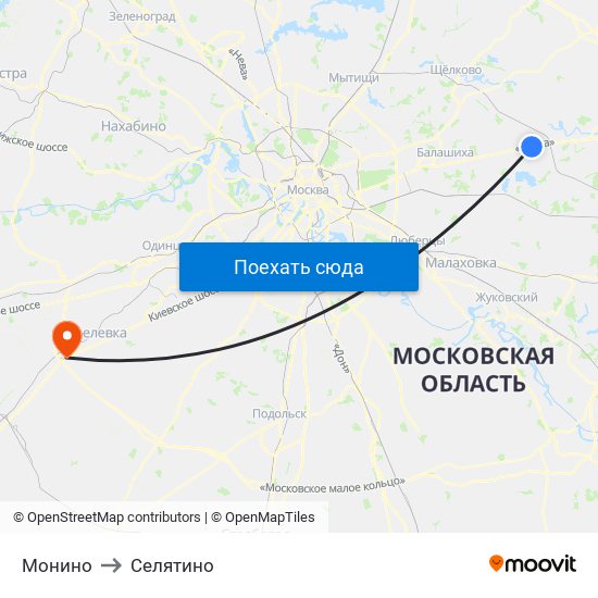 Монино to Селятино map