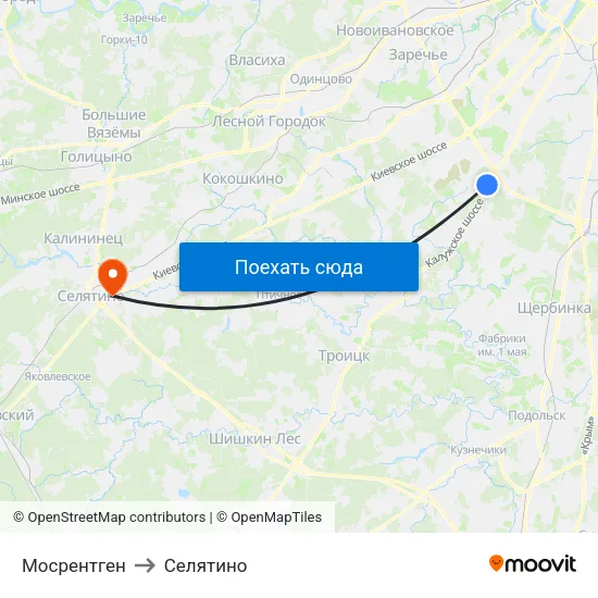Мосрентген to Селятино map