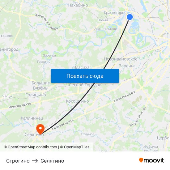 Строгино to Селятино map
