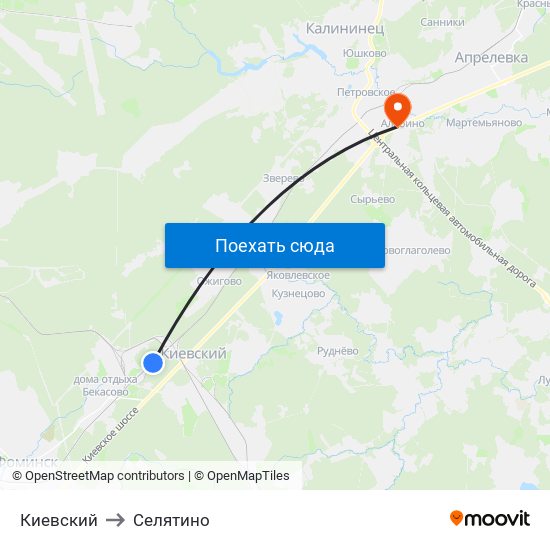 Киевский to Селятино map