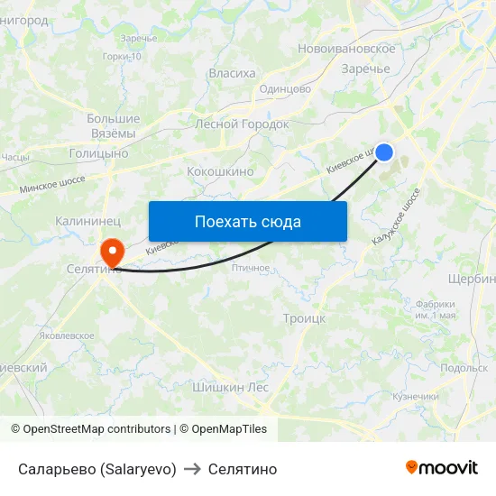 Саларьево (Salaryevo) to Селятино map