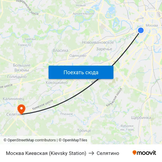 Москва Киевская (Kievsky Station) to Селятино map