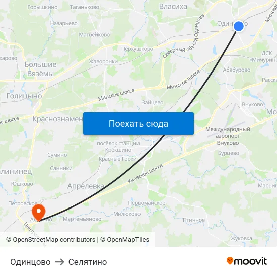 Одинцово to Селятино map