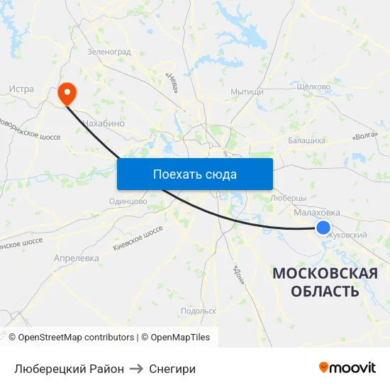 Люберецкий Район to Снегири map