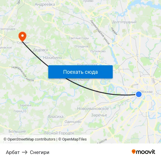 Арбат to Снегири map