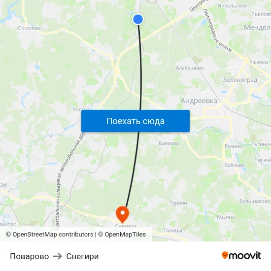 Поварово to Снегири map