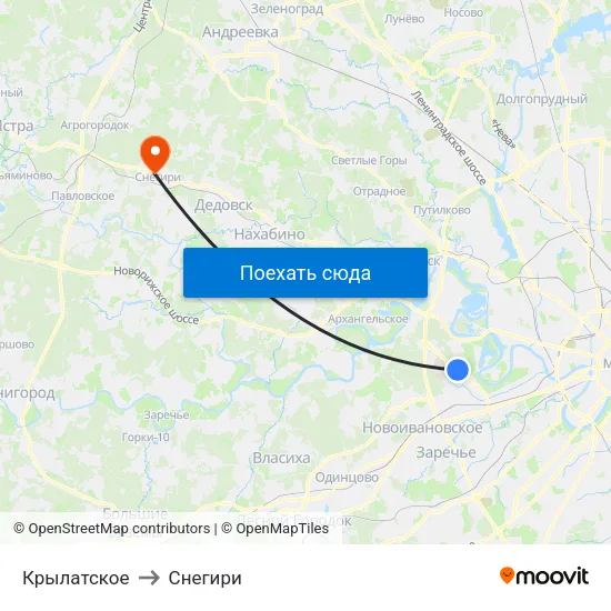 Крылатское to Снегири map