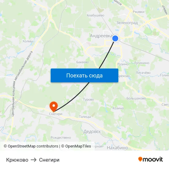 Крюково to Снегири map