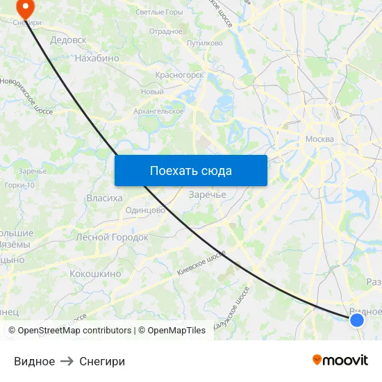 Видное to Снегири map