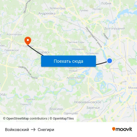 Войковский to Снегири map