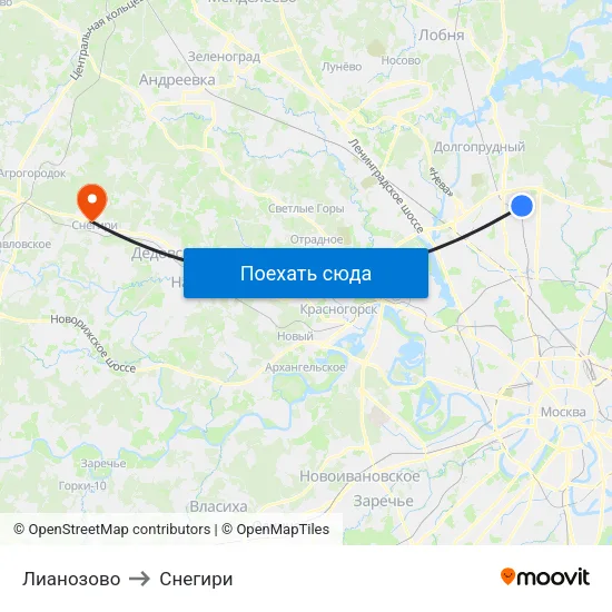 Лианозово to Снегири map