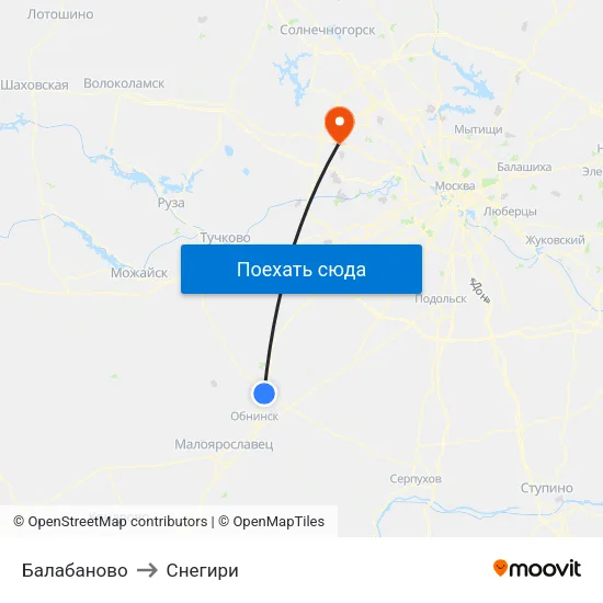 Балабаново to Снегири map