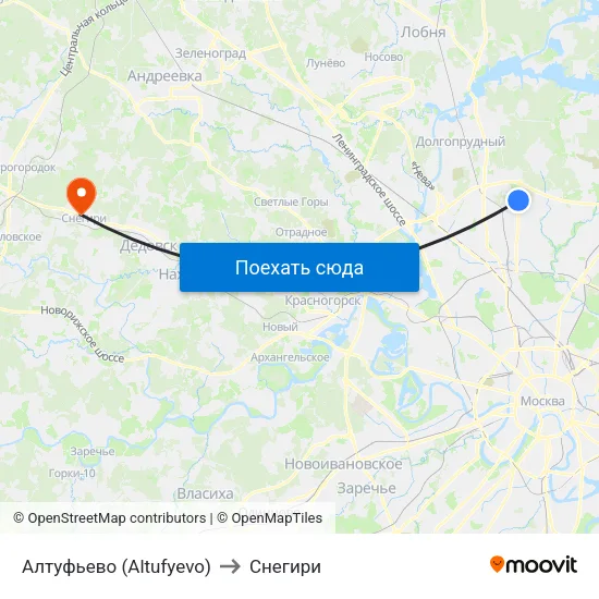 Алтуфьево (Altufyevo) to Снегири map