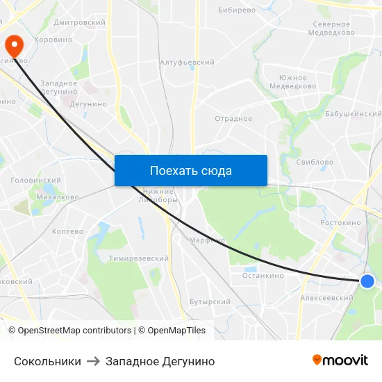 Сокольники to Западное Дегунино map