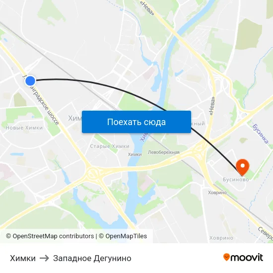 Химки to Западное Дегунино map