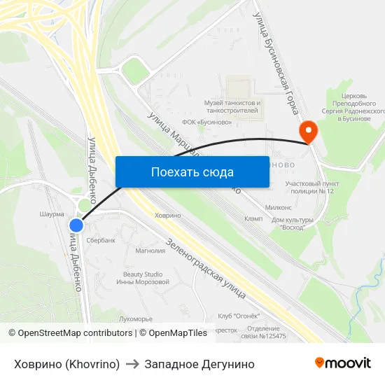 Ховрино (Khovrino) to Западное Дегунино map