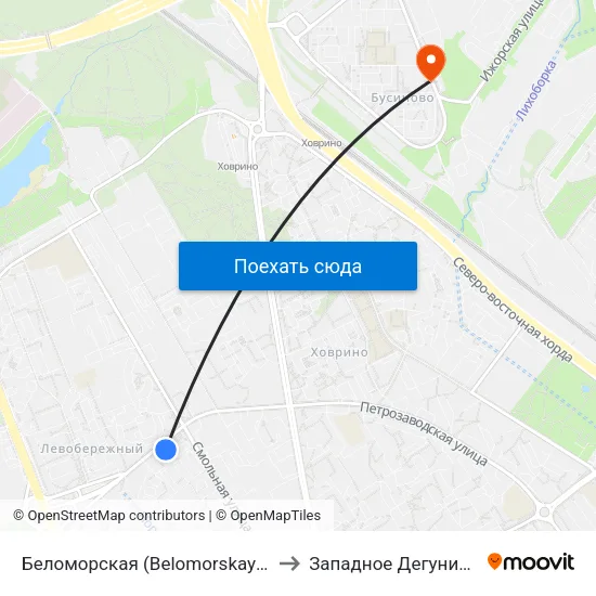 Беломорская (Belomorskaya) to Западное Дегунино map