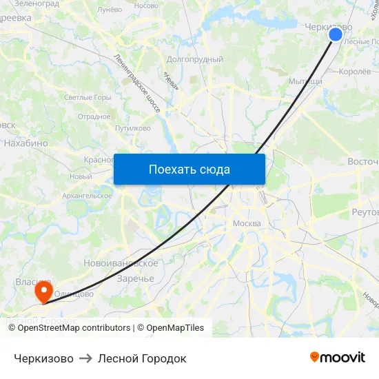 Черкизово to Лесной Городок map