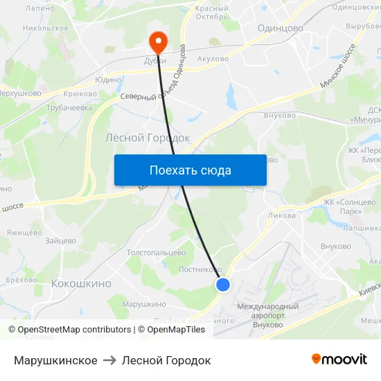 Марушкинское to Лесной Городок map