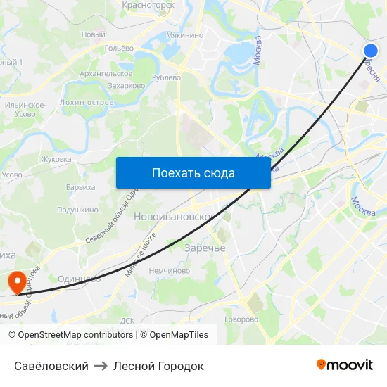 Савёловский to Лесной Городок map