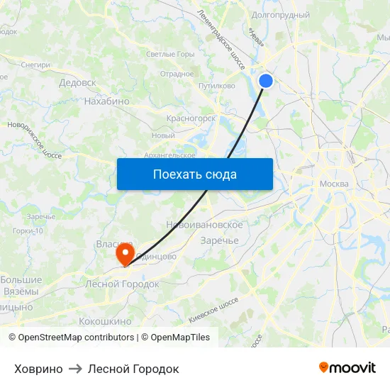 Ховрино to Лесной Городок map
