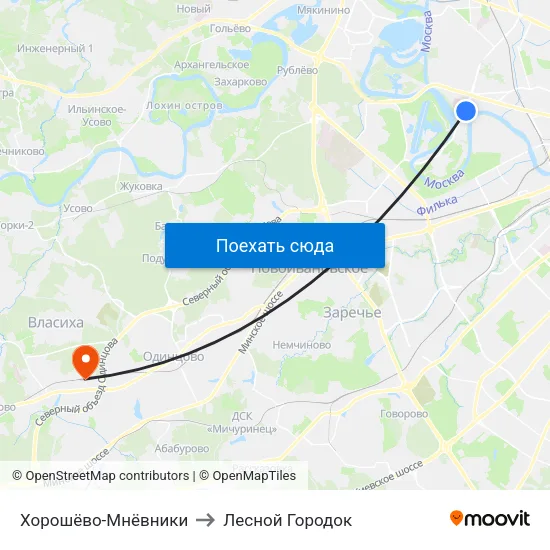 Хорошёво-Мнёвники to Лесной Городок map