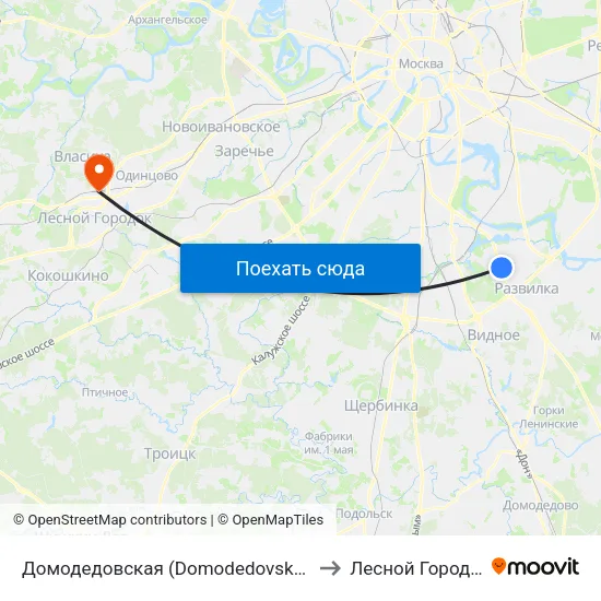 Домодедовская (Domodedovskaya) to Лесной Городок map
