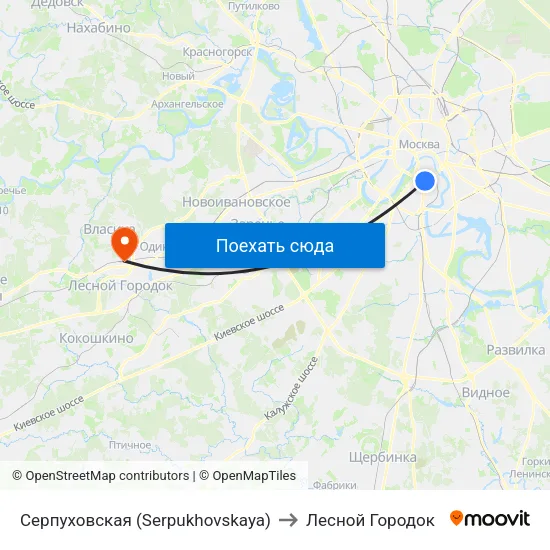 Серпуховская (Serpukhovskaya) to Лесной Городок map