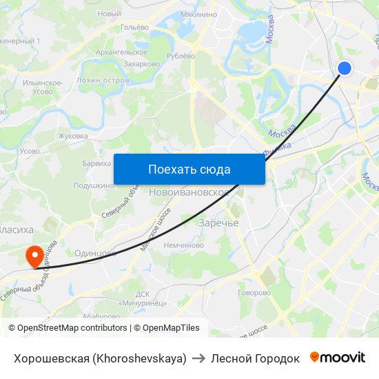 Хорошевская (Khoroshevskaya) to Лесной Городок map