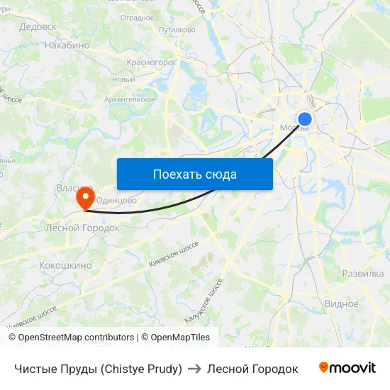 Чистые Пруды (Chistye Prudy) to Лесной Городок map