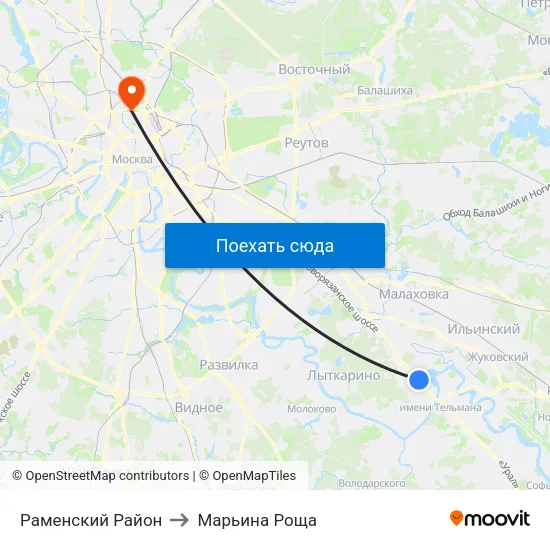 Раменский Район to Марьина Роща map