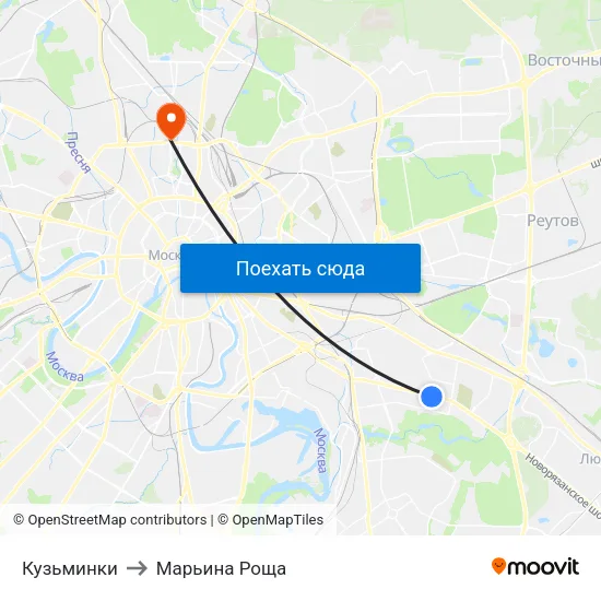 Кузьминки to Марьина Роща map