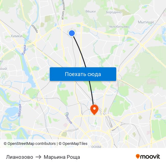 Лианозово to Марьина Роща map