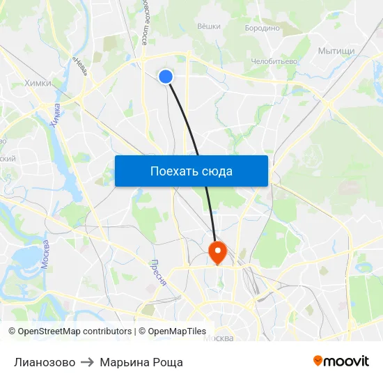 Лианозово to Марьина Роща map