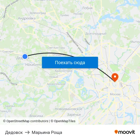 Дедовск to Марьина Роща map