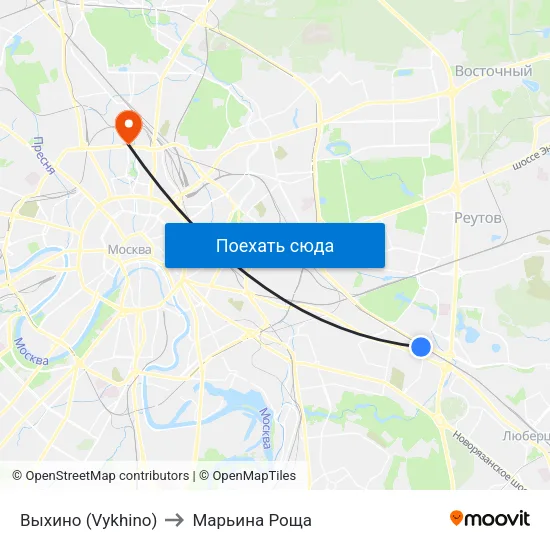 Выхино (Vykhino) to Марьина Роща map
