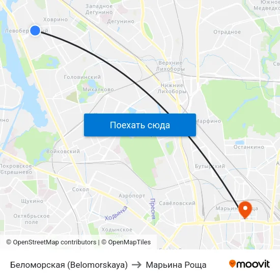 Беломорская (Belomorskaya) to Марьина Роща map