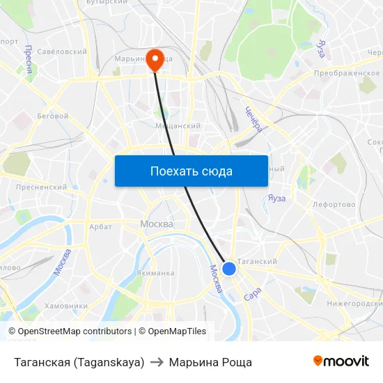 Таганская (Taganskaya) to Марьина Роща map