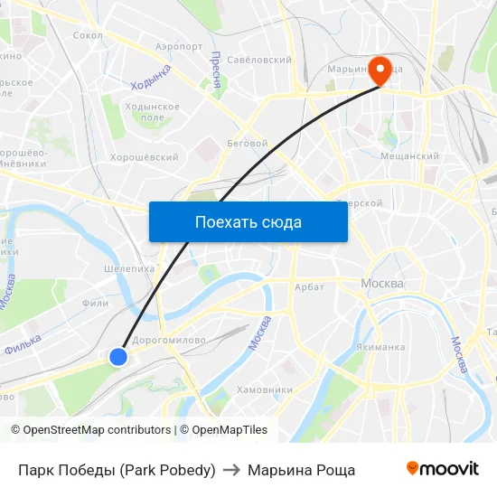 Парк Победы (Park Pobedy) to Марьина Роща map