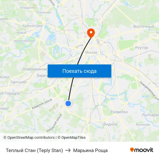 Теплый Стан (Teply Stan) to Марьина Роща map