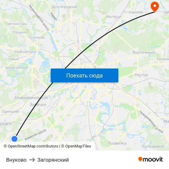 Внуково to Загорянский map