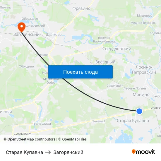 Старая Купавна to Загорянский map