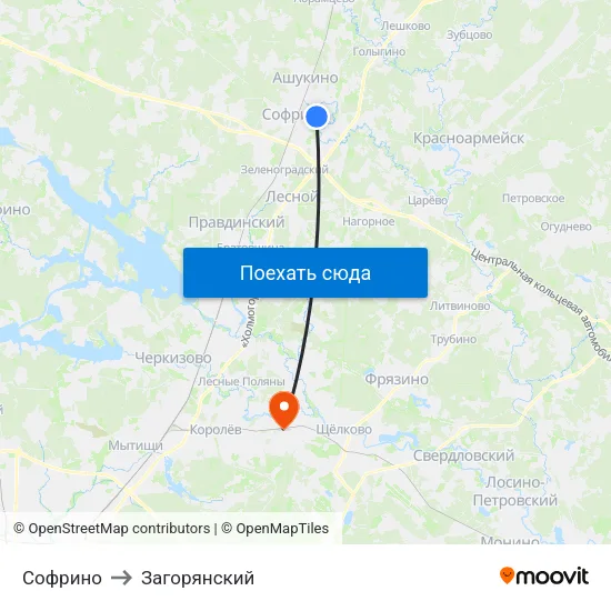 Софрино to Загорянский map