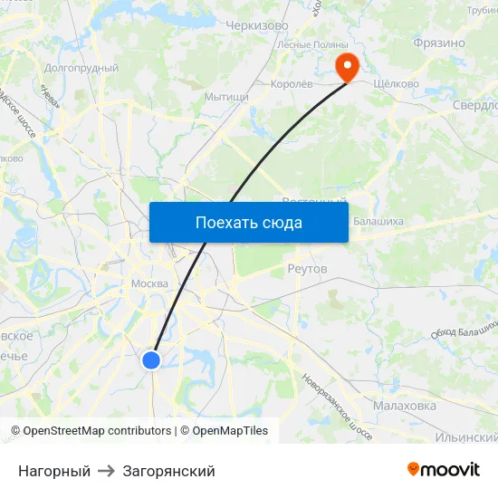 Нагорный to Загорянский map