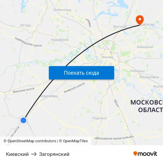 Киевский to Загорянский map