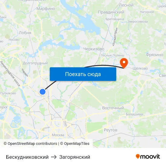 Бескудниковский to Загорянский map