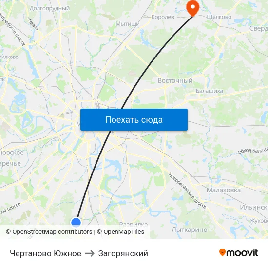 Чертаново Южное to Загорянский map