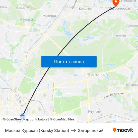Москва Курская (Kursky Station) to Загорянский map