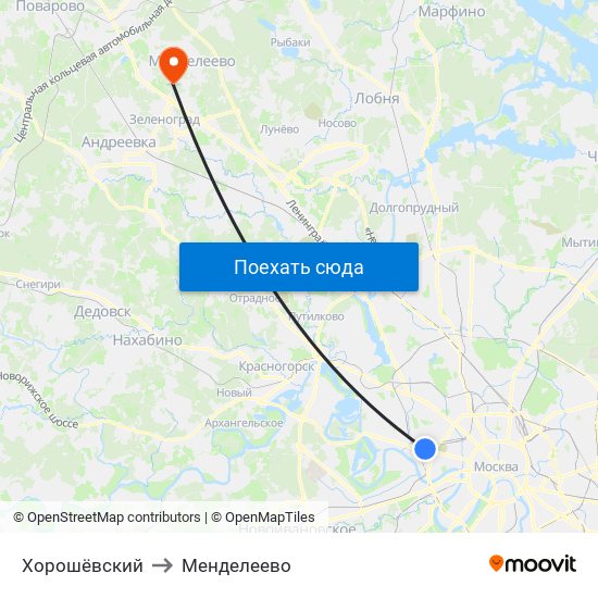 Хорошёвский to Менделеево map