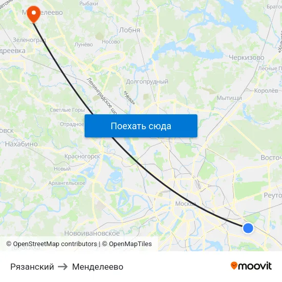 Рязанский to Менделеево map